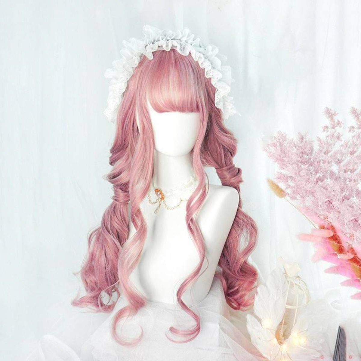 Anime Cosplay Realistic - 여성용 풀 헤드 가발 긴 곱슬머리