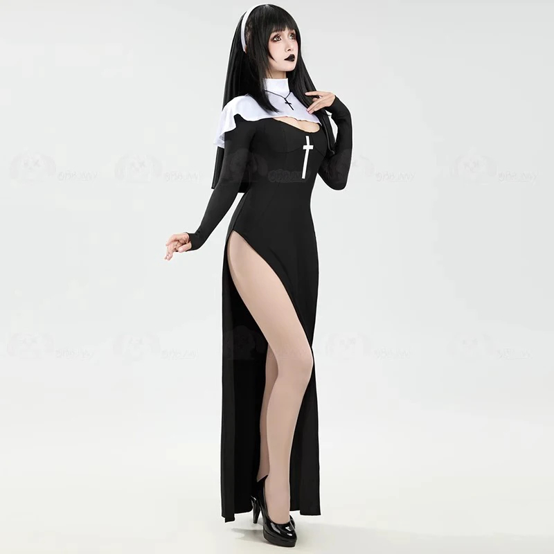 Anime Cosplay Nun - 코스프레 의상 여성 섹시한 긴 소매