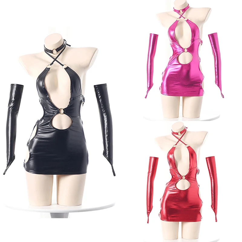 Anime Cosplay Girl - 애니메이션 타이트 가죽 드레스 아이돌 걸