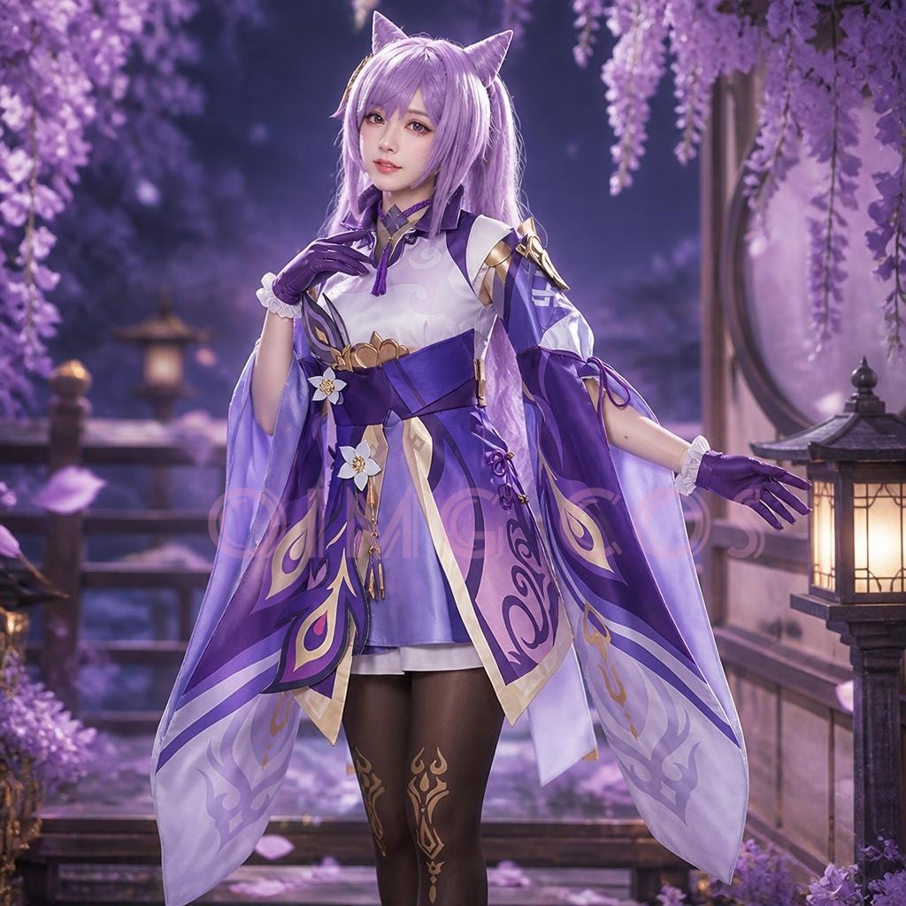 Genshin Impact Keqing 코스프레 의상  - Women Anime Cosplay 리뷰 및 가격