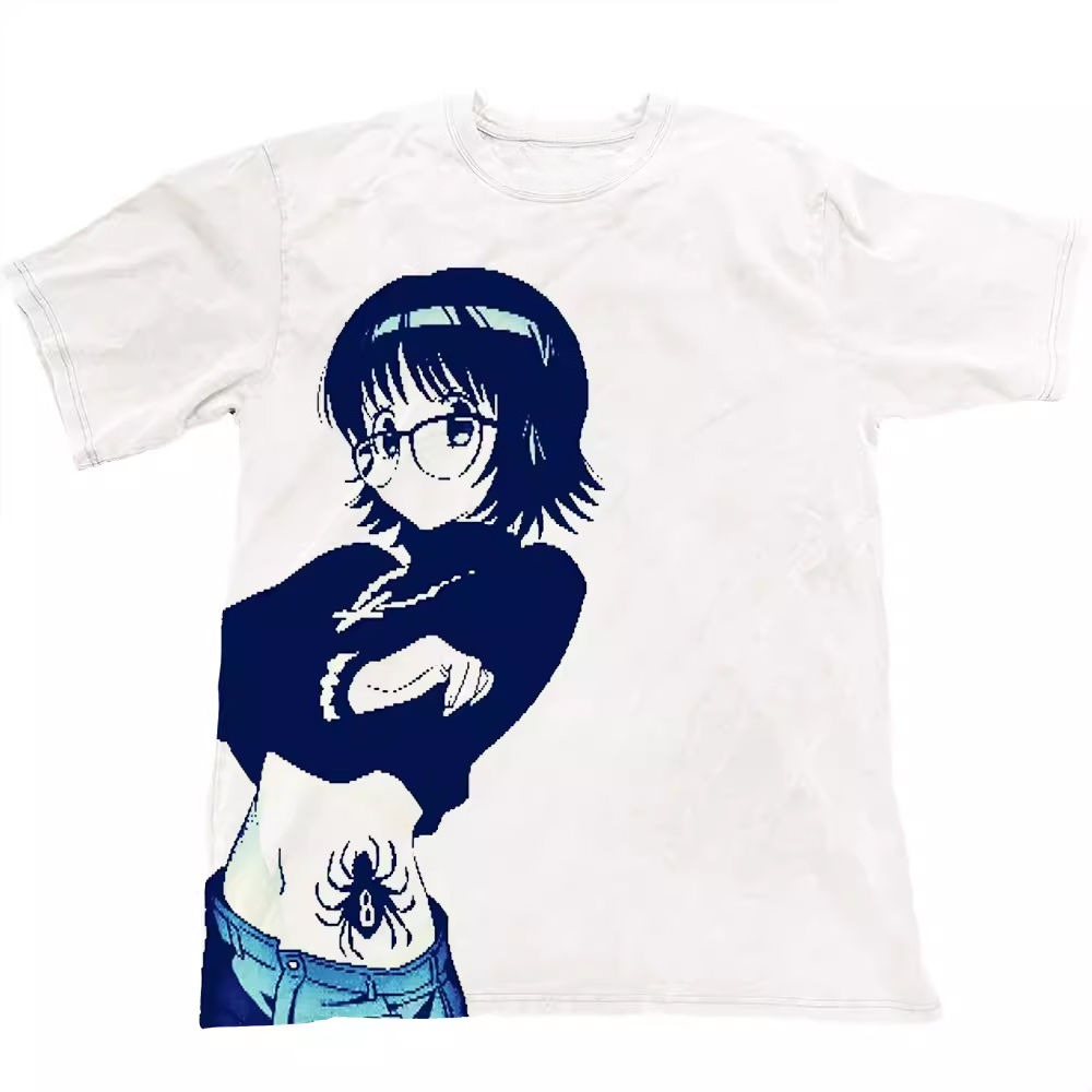 새로운 헌터 X 헌터 퍼플 프린트 반팔 티셔츠 Y2K  - Hunter X Hunter Uniform 리뷰 및 가격
