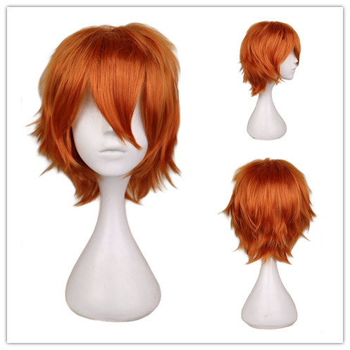 남성 여성을위한 짧은 오렌지 가발 할로윈을위한 오렌지  - Anime Cosplay Orange Hair 리뷰 및 가격