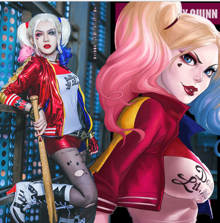 할로윈 수어사이드 스쿼드 코스튬 할리퀸 광대 소녀 코스 - Anime Harley Quinn Cosplay 리뷰 및 가격