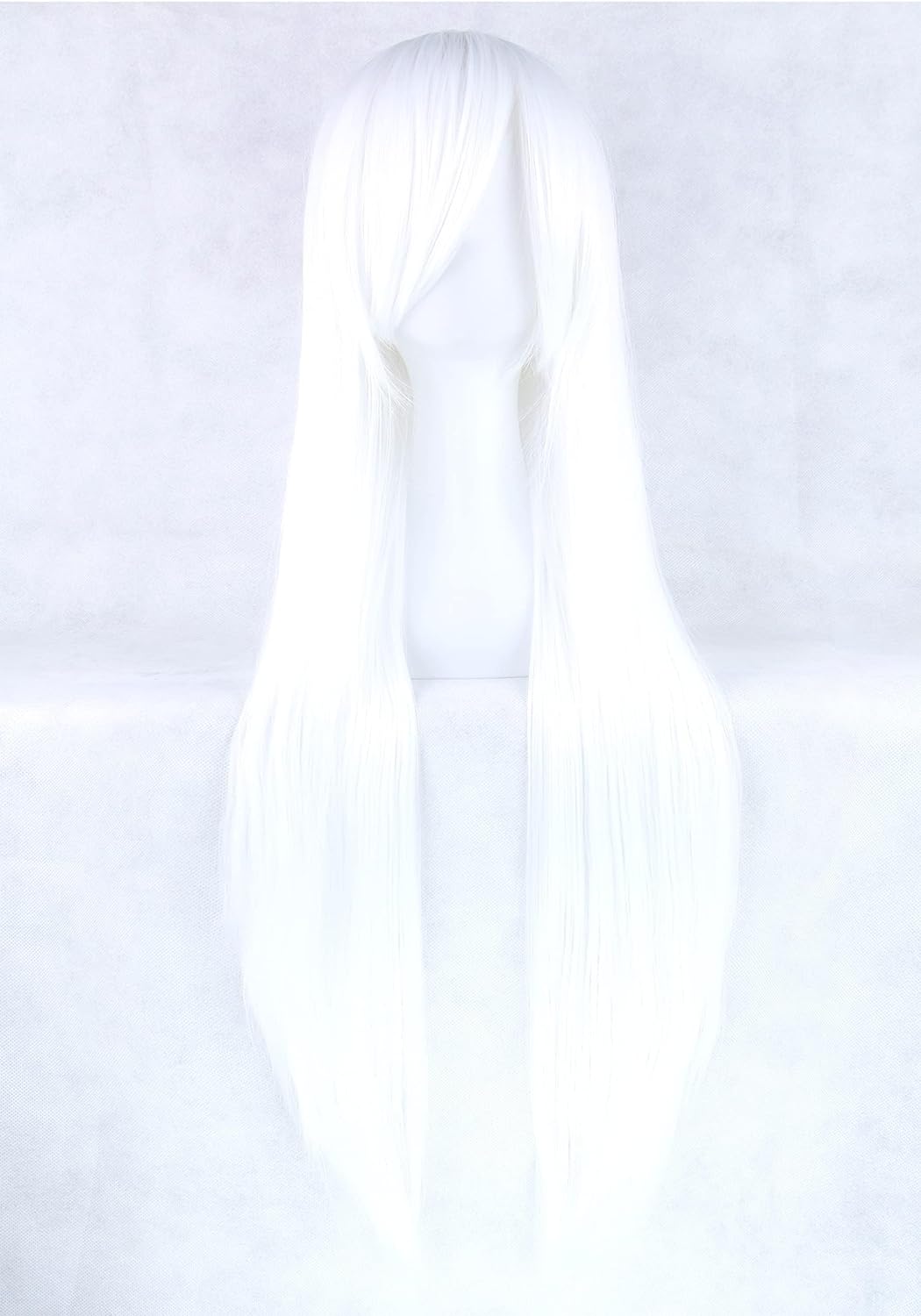 80cm 긴 직선 자연 머리 코스프레 가발과 앞머리 다 - Cosplay Anime White Hair 리뷰 및 가격